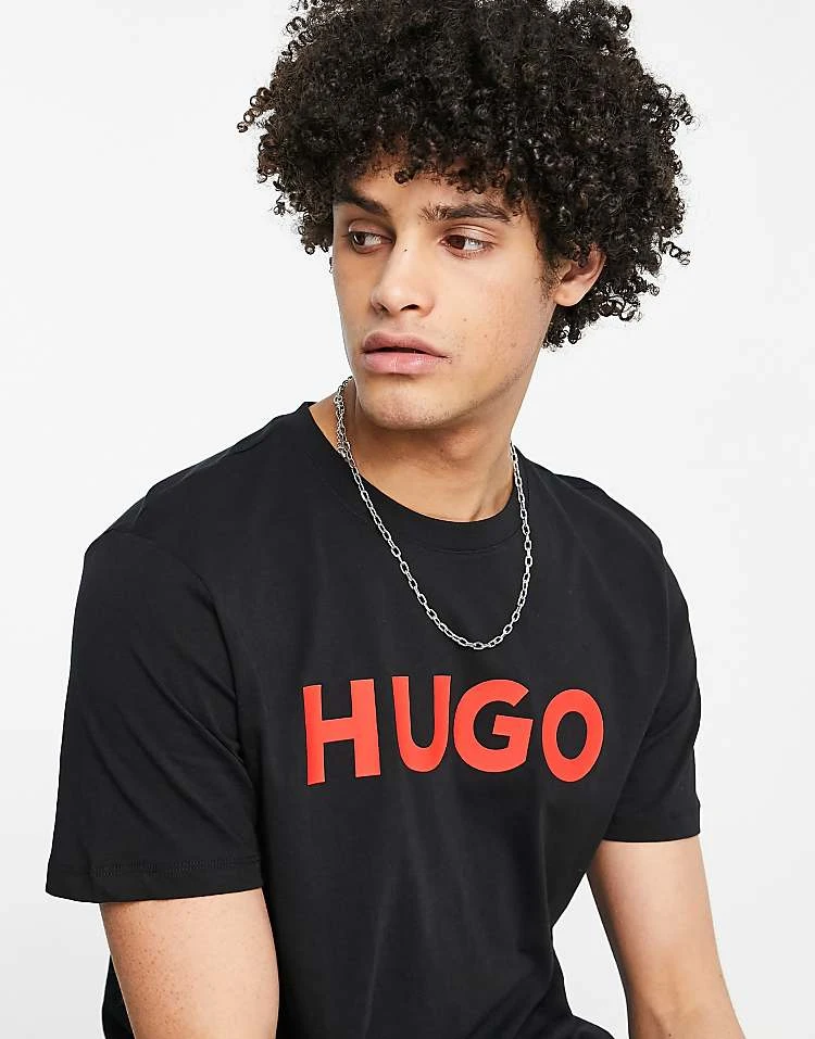 Hugo Red Hugo Dulivio Logo T-shirt With Red Logo In Black For Men 4 Hugo Red Hugo Dulivio Logo T-shirt With Red Logo In Black For Men - Image 4