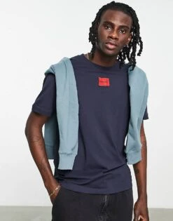 Hugo Red Hugo Diragolino Box Logo Tshirt In Navy For Men -Hugoro Store 201898441 4