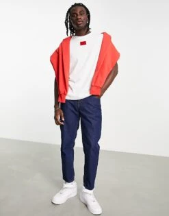 Hugo Red Hugo Diragolino Box Logo Tshirt In White For Men -Hugoro Store 201898568 3