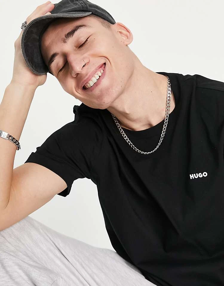 Hugo Red Hugo Dero Small Logo T-shirt In Black For Men 3 Hugo Red Hugo Dero Small Logo T-shirt In Black For Men - Image 3