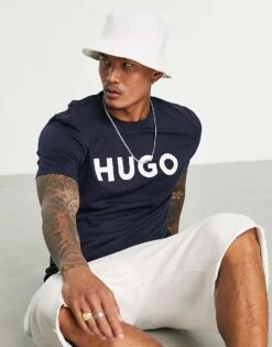 Hugo Red Hugo Dulivio Logo T-shirt In Navy For Men 7 Hugo Red Hugo Dulivio Logo T-shirt In Navy For Men -Hugoro Store 201898610 3