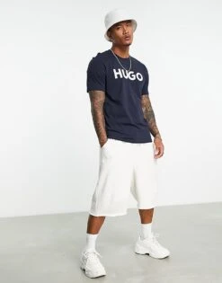 Hugo Red Hugo Dulivio Logo T-shirt In Navy For Men 8 Hugo Red Hugo Dulivio Logo T-shirt In Navy For Men -Hugoro Store 201898610 4