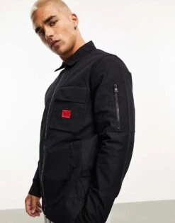 Hugo Red HUGO Emmond Zip Thru Shirt In Black For Men -Hugoro Store 204842547 3