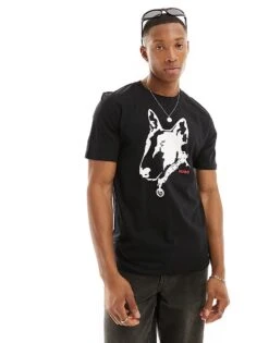 Hugo Red HUGO Dammock Dog Print T-shirt In Black For Men -Hugoro Store 205427302 3