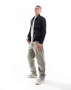 Hugo Red HUGO Emmond Zip Thru Overshirt In Black For Men