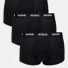 Hugo Red Hugo Bodywear 3 Pack Trunks In Black With Logo Waistband For Men