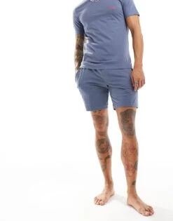 Hugo Red Hugo Bodywear Linked Shorts In Blue For Men 8 Hugo Red Hugo Bodywear Linked Shorts In Blue For Men -Hugoro Store 205674214 3