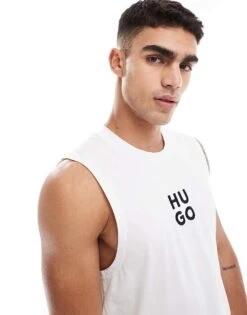 Hugo Red Hugo Beach Tank Top In White For Men 9 Hugo Red Hugo Beach Tank Top In White For Men -Hugoro Store 205688714 1 white 1