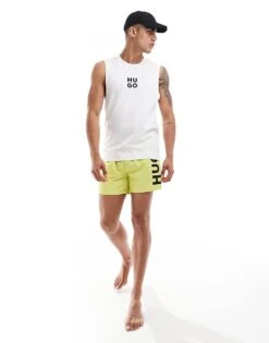 Hugo Red Hugo Beach Tank Top In White For Men 7 Hugo Red Hugo Beach Tank Top In White For Men -Hugoro Store 205688714 3