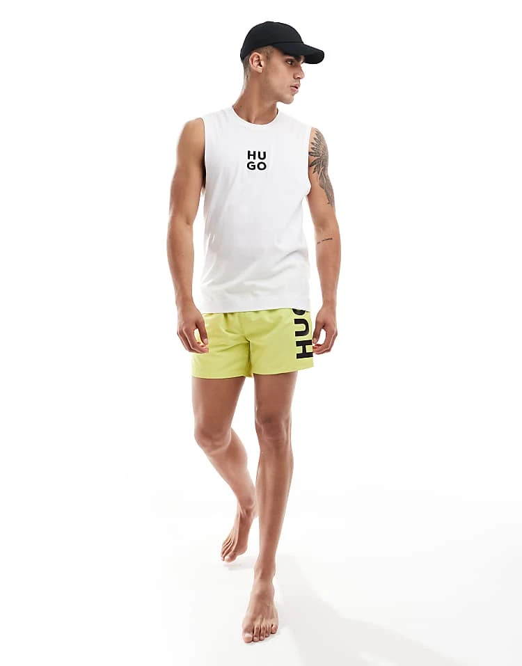 Hugo Red Hugo Beach Tank Top In White For Men 3 Hugo Red Hugo Beach Tank Top In White For Men - Image 3