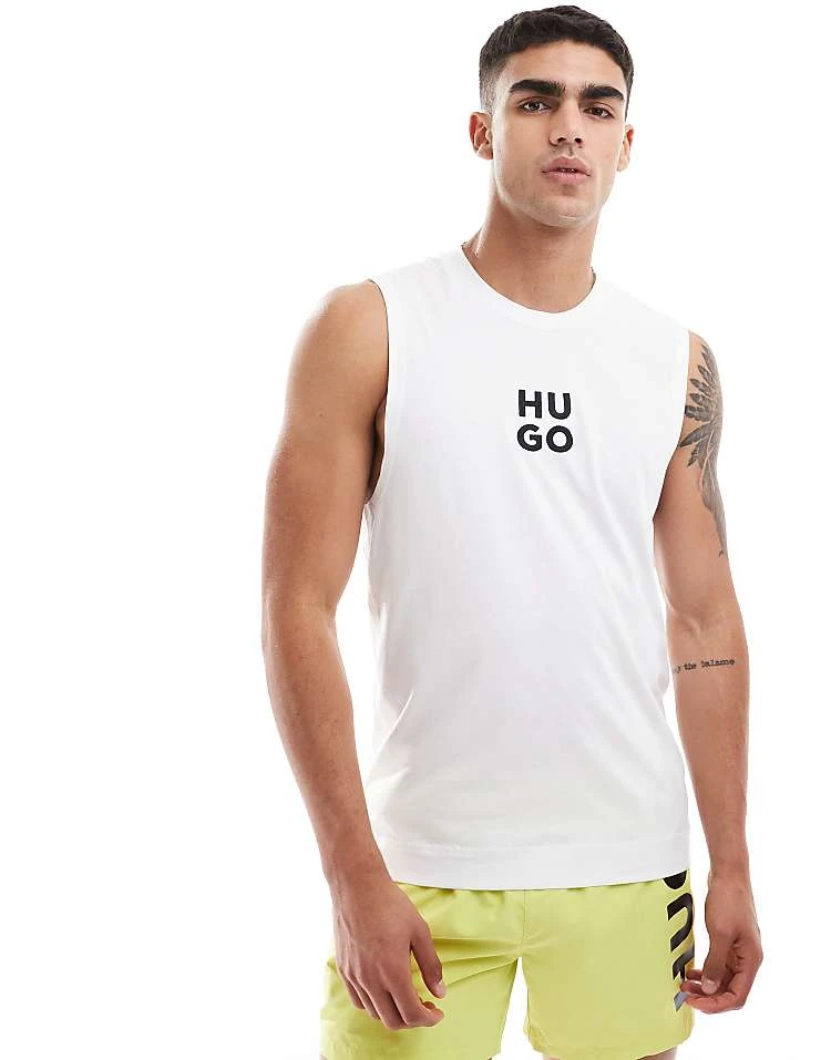 Hugo Red Hugo Beach Tank Top In White For Men 4 Hugo Red Hugo Beach Tank Top In White For Men - Image 4