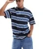 HUGO BLUE Oversized T-shirt In Blue Stripe For Men Dark Blue