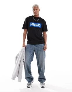 HUGO BLUE Relaxed Logo Tee In Black For Men -Hugoro Store 205860995 4