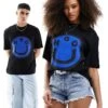 HUGO BLUE Unisex Relaxed Graphic Tee In Black For Men
