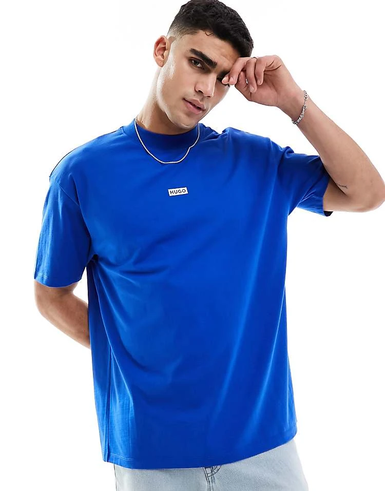 HUGO BLUE Oversized T-shirt In Blue For Men Open Blue 2 HUGO BLUE Oversized T-shirt In Blue For Men Open Blue - Image 2