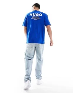 HUGO BLUE Oversized T-shirt In Blue For Men Open Blue 7 HUGO BLUE Oversized T-shirt In Blue For Men Open Blue -Hugoro Store 205861120 3