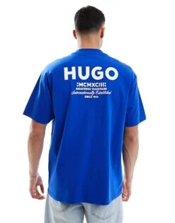 HUGO BLUE Oversized T-shirt In Blue For Men Open Blue 8 HUGO BLUE Oversized T-shirt In Blue For Men Open Blue -Hugoro Store 205861120 4