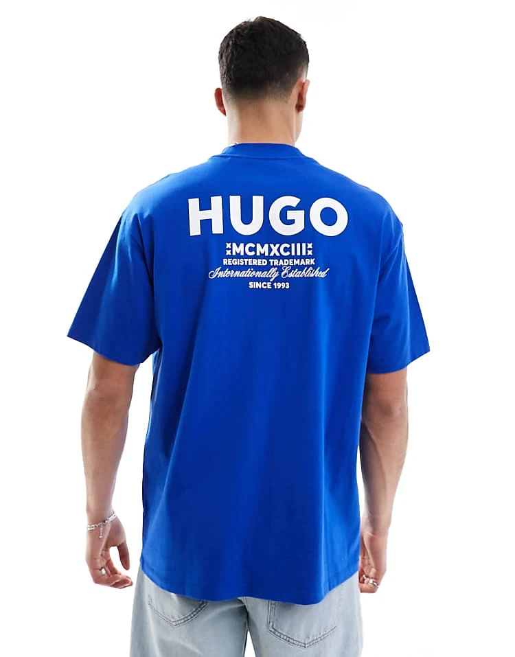 HUGO BLUE Oversized T-shirt In Blue For Men Open Blue 4 HUGO BLUE Oversized T-shirt In Blue For Men Open Blue - Image 4