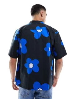 HUGO BLUE Floral Shirt In Black For Men -Hugoro Store 205861267 4