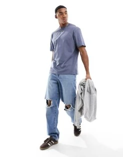 HUGO RED Dapolino Tonal Logo T-shirt In Blue For Men Open Blue -Hugoro Store 205936808 3