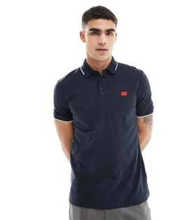 HUGO RED Deresino Tipped Polo Shirt In Navy For Men Dark Blue 9 HUGO RED Deresino Tipped Polo Shirt In Navy For Men Dark Blue -Hugoro Store 205936863 1 darkblue 1