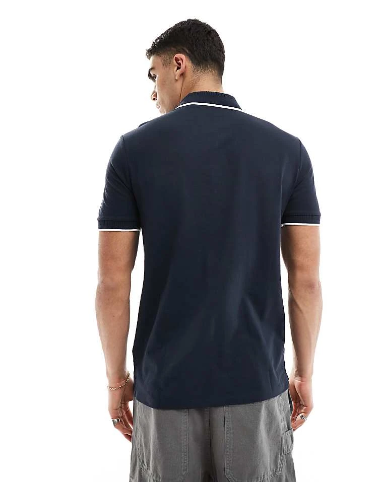 HUGO RED Deresino Tipped Polo Shirt In Navy For Men Dark Blue 3 HUGO RED Deresino Tipped Polo Shirt In Navy For Men Dark Blue - Image 3