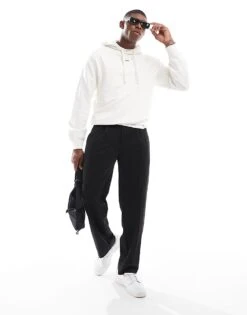 HUGO RED Dapo Logo Hoodie In White For Men Open White -Hugoro Store 205936954 3