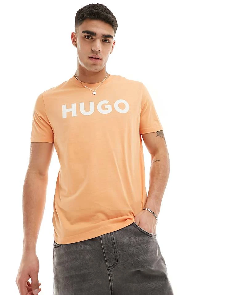 HUGO RED Dulivio Logo T-shirt In Orange For Men Medium Orange 5 HUGO RED Dulivio Logo T-shirt In Orange For Men Medium Orange - Image 5
