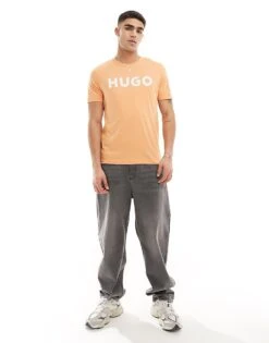 HUGO RED Dulivio Logo T-shirt In Orange For Men Medium Orange 7 HUGO RED Dulivio Logo T-shirt In Orange For Men Medium Orange -Hugoro Store 205937081 3