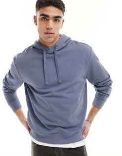 HUGO RED Dapo Logo Hoodie In Navy For Men Open Blue