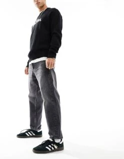 HUGO RED 340 Straight Jeans In Washed Black For Men Grey