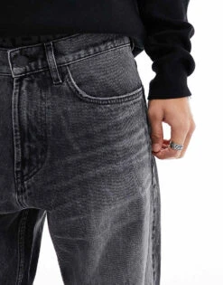 HUGO RED 340 Straight Jeans In Washed Black For Men Grey -Hugoro Store 205937167 5