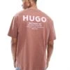 HUGO Blue Nalono Relaxed Fit T-shirt In Brown For Men