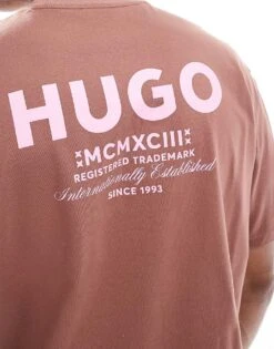 HUGO Blue Nalono Relaxed Fit T-shirt In Brown For Men -Hugoro Store 206764994 4