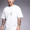 HUGO Red X Les Benjamins Oversized T-shirt In White With Swan Logo Print For Men