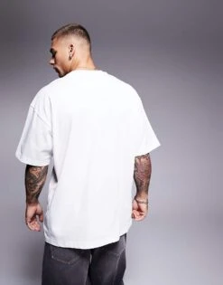 HUGO Red X Les Benjamins Oversized T-shirt In White With Swan Logo Print For Men -Hugoro Store 206764995 4