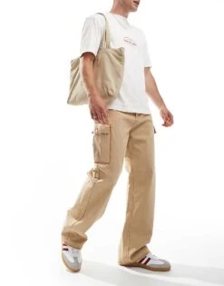 HUGO Red X Les Benjamins Loose Fit Cargo Trousers In Beige For Men -Hugoro Store 206765388 1 beige 1