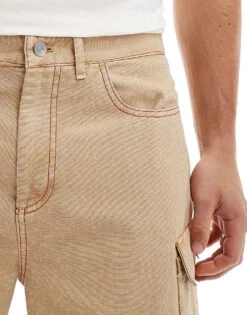 HUGO Red X Les Benjamins Loose Fit Cargo Trousers In Beige For Men -Hugoro Store 206765388 5