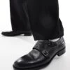 BOSS By Hugo Boss BOSS Colby Monk Strap Shoes In Black Leather For Men