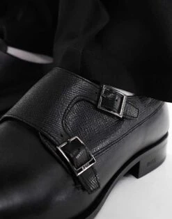 BOSS By Hugo Boss BOSS Colby Monk Strap Shoes In Black Leather For Men -Hugoro Store 206773382 4