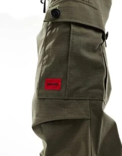HUGO Red Garlo Cargo Trousers In Khaki Green For Men -Hugoro Store 206773643 5