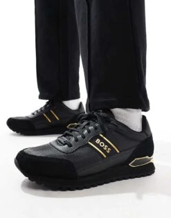 BOSS By Hugo Boss BOSS Parkour Runner Trainers In Black And Gold For Men 11 BOSS By Hugo Boss BOSS Parkour Runner Trainers In Black And Gold For Men -Hugoro Store 206889190 1 black 1