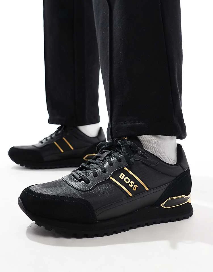 BOSS By Hugo Boss BOSS Parkour Runner Trainers In Black And Gold For Men 1 BOSS By Hugo Boss BOSS Parkour Runner Trainers In Black And Gold For Men