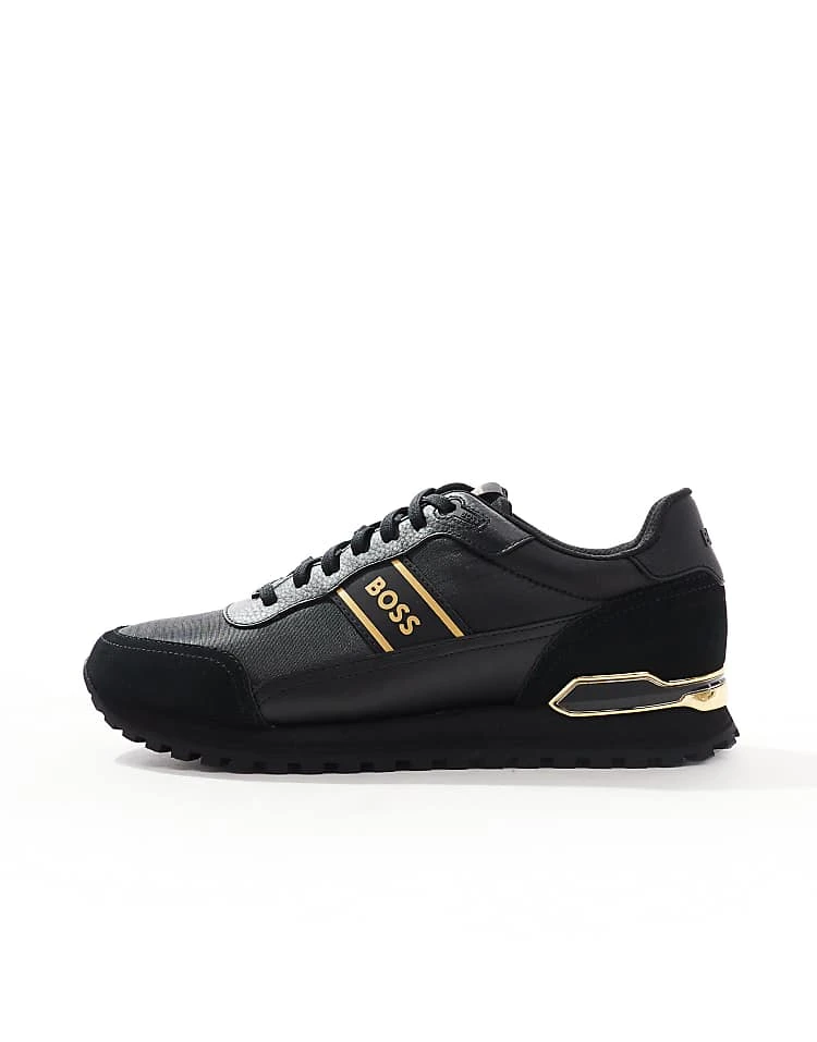 BOSS By Hugo Boss BOSS Parkour Runner Trainers In Black And Gold For Men 2 BOSS By Hugo Boss BOSS Parkour Runner Trainers In Black And Gold For Men - Image 2