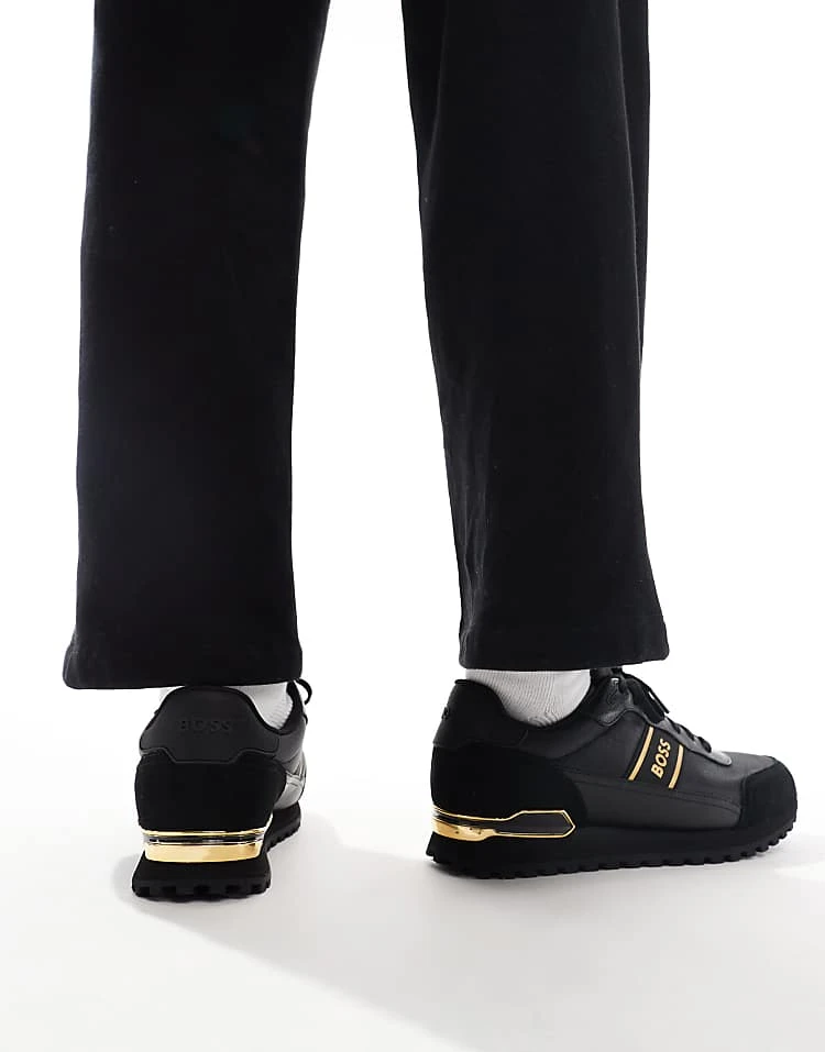 BOSS By Hugo Boss BOSS Parkour Runner Trainers In Black And Gold For Men 3 BOSS By Hugo Boss BOSS Parkour Runner Trainers In Black And Gold For Men - Image 3