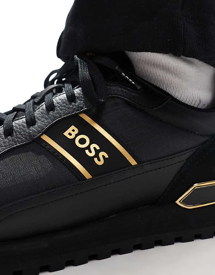 BOSS By Hugo Boss BOSS Parkour Runner Trainers In Black And Gold For Men 4 BOSS By Hugo Boss BOSS Parkour Runner Trainers In Black And Gold For Men - Image 4