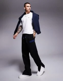 HUGO Blue Nitlogopant Joggers In Black For Men -Hugoro Store 206890381 1 black 1