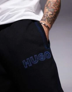 HUGO Blue Nitlogopant Joggers In Black For Men -Hugoro Store 206890381 3