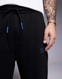 HUGO Blue Nitlogopant Joggers In Black For Men -Hugoro Store 206890381 5