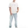 HUGO Blue Nitlogo Oversized T-shirt In White For Men